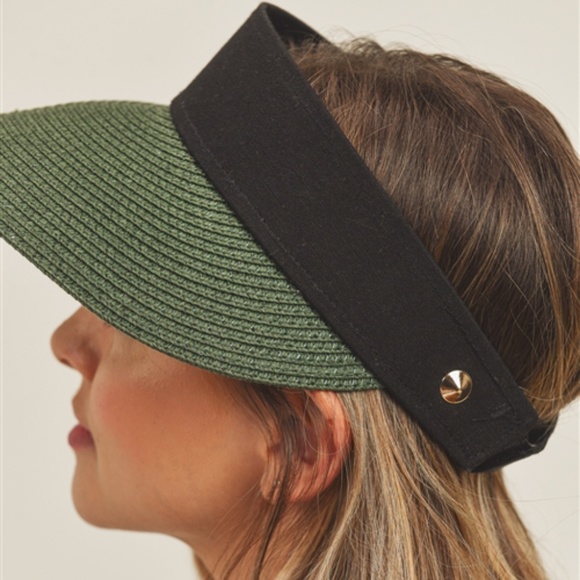 Olive Green & Black Sun Visor hat
